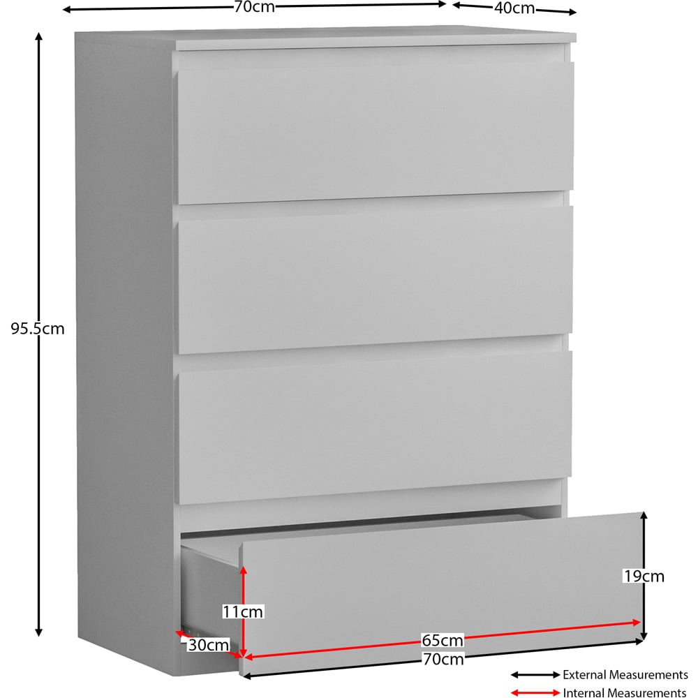 Vida Designs Denver 4 Drawer White Chest of Drawers Image 8