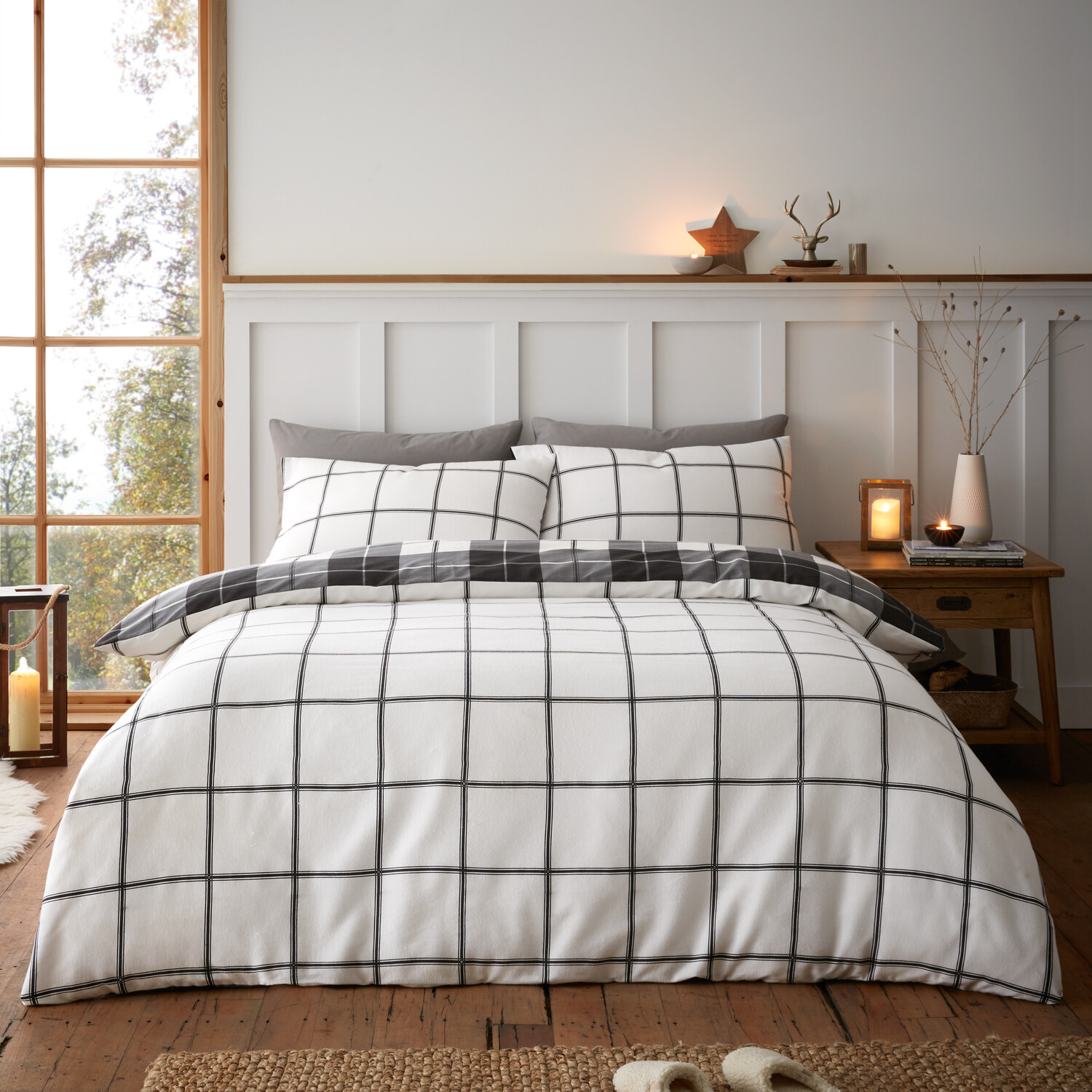 Finlay Check Duvet Set - Charcoal / King Image 2