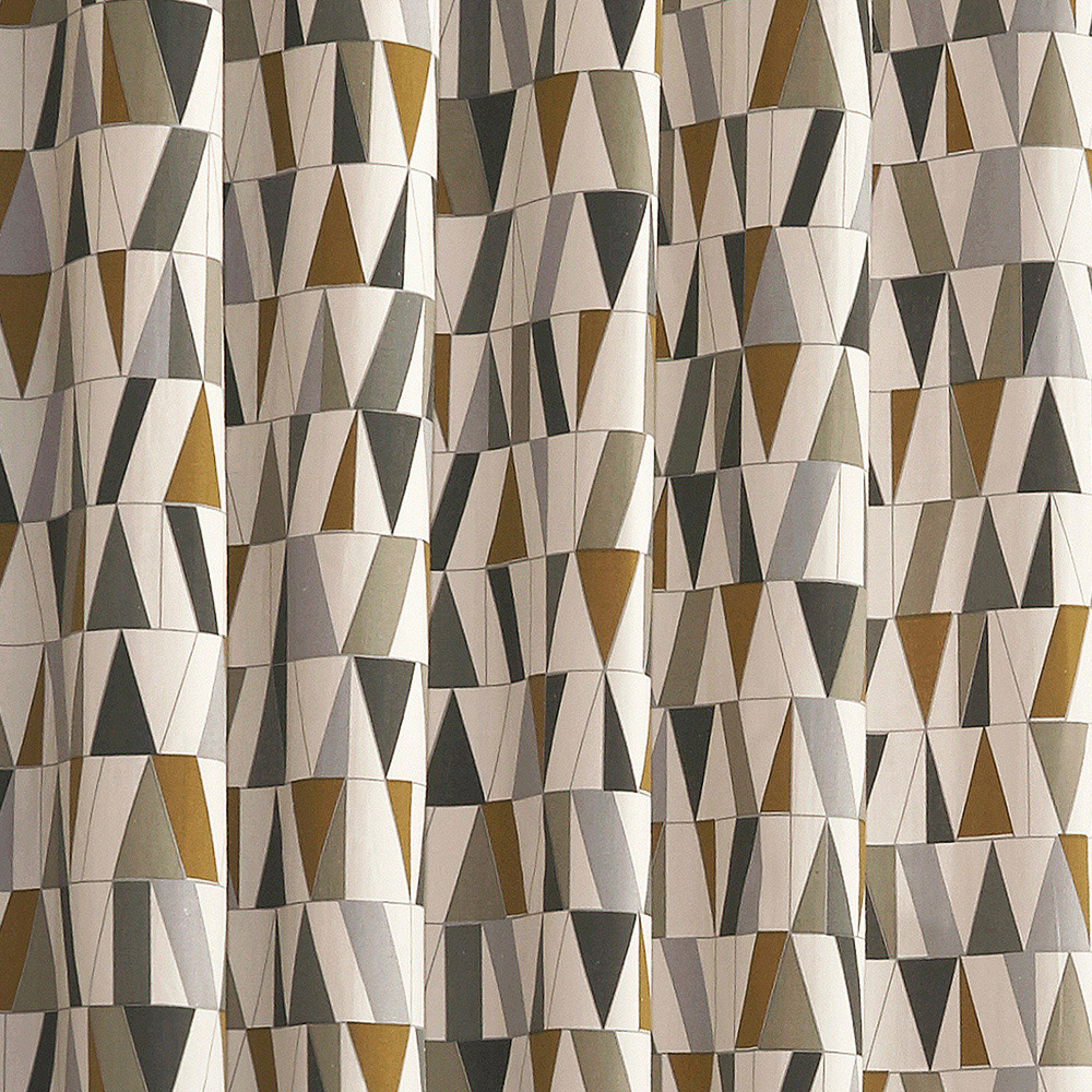 furn. Reno Charcoal and Gold Geometric Eyelet Curtain 229 x 229cm Image 4