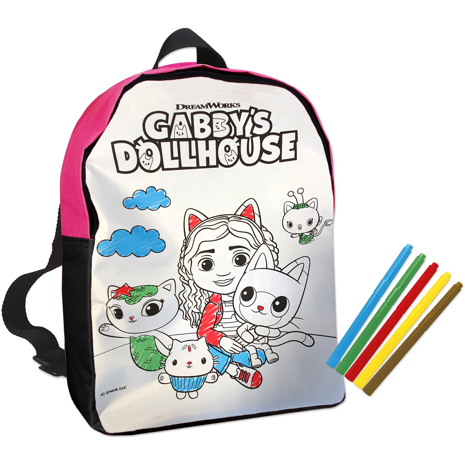 Gabby's Dollhouse Colour-In Backpack - Pink Image 2