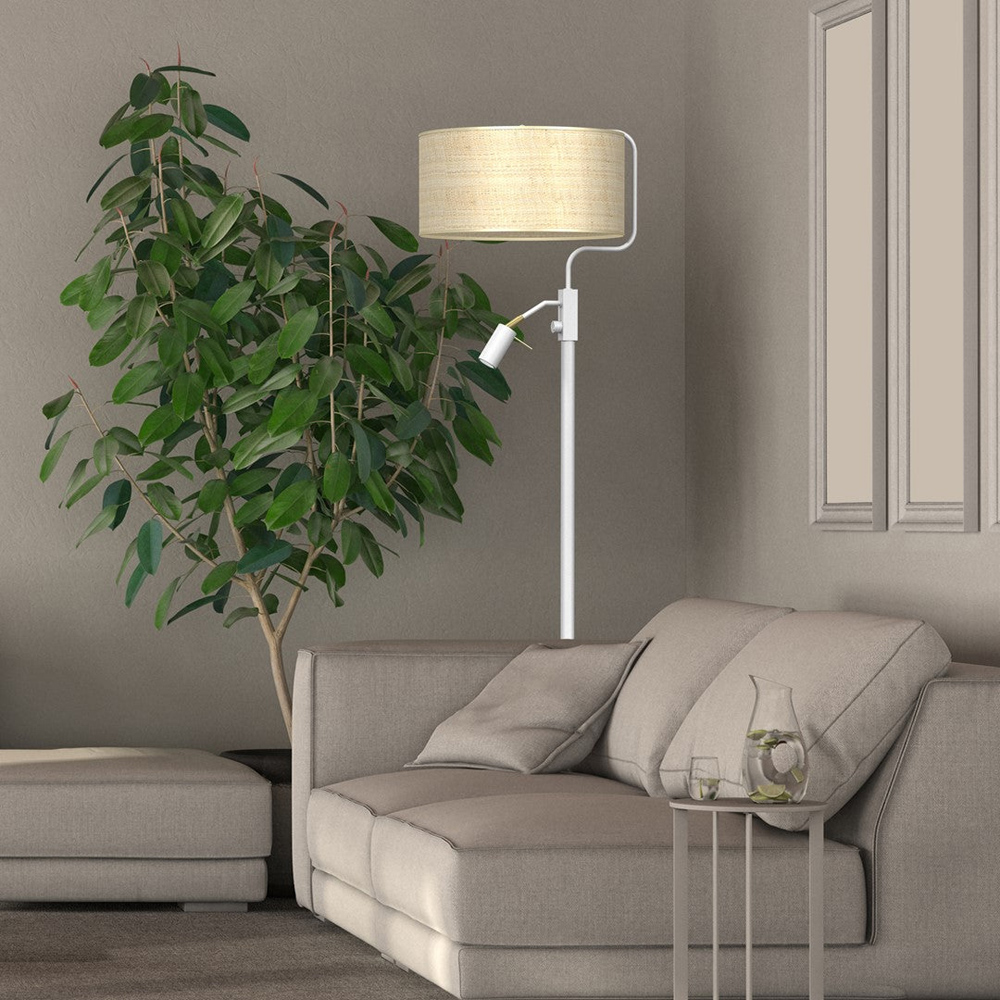 Milagro Marshall Rattan White Floor Lamp 230V Image 3