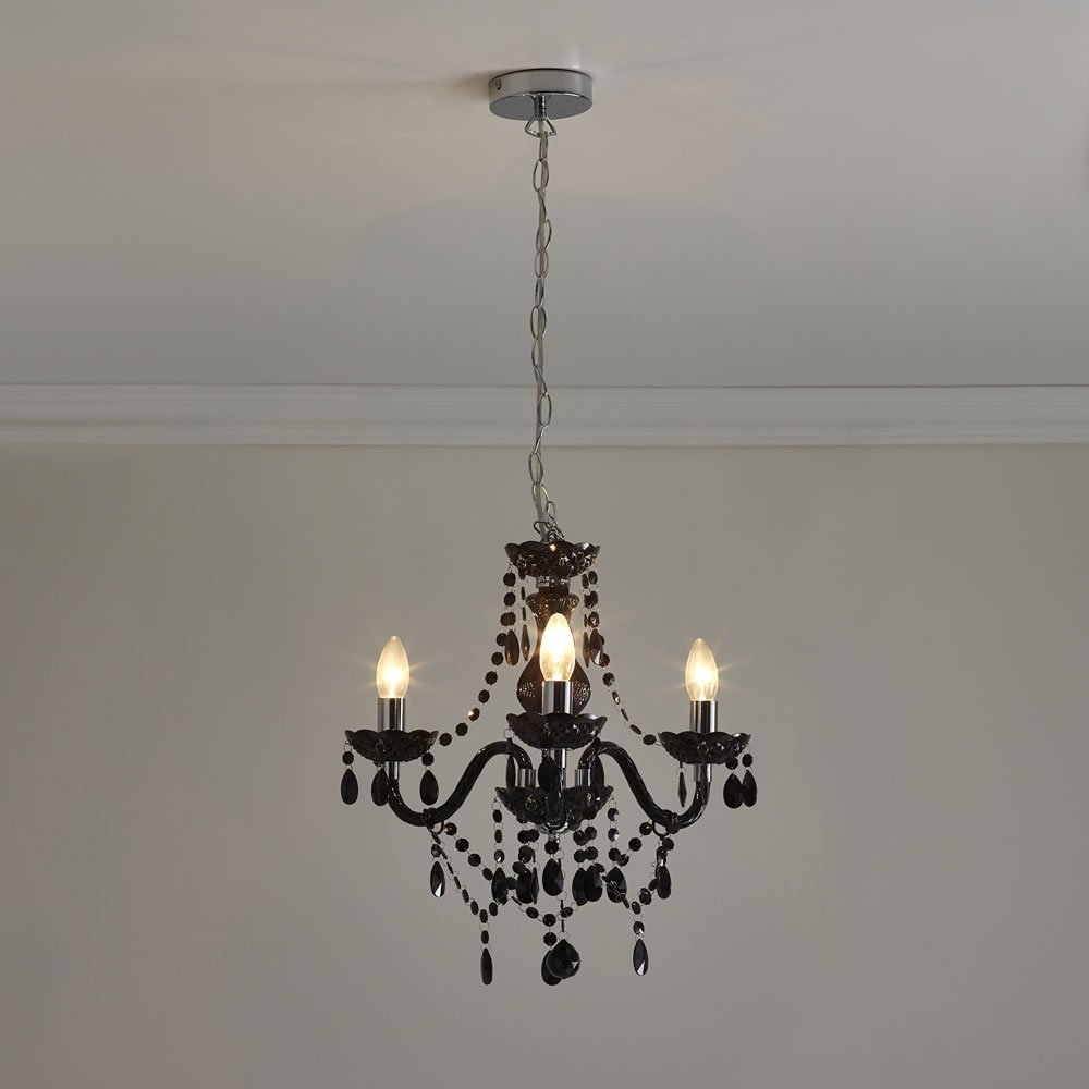 Wilko Marie Therese 3 Arm Black Chandelier Ceiling  Light Image 2