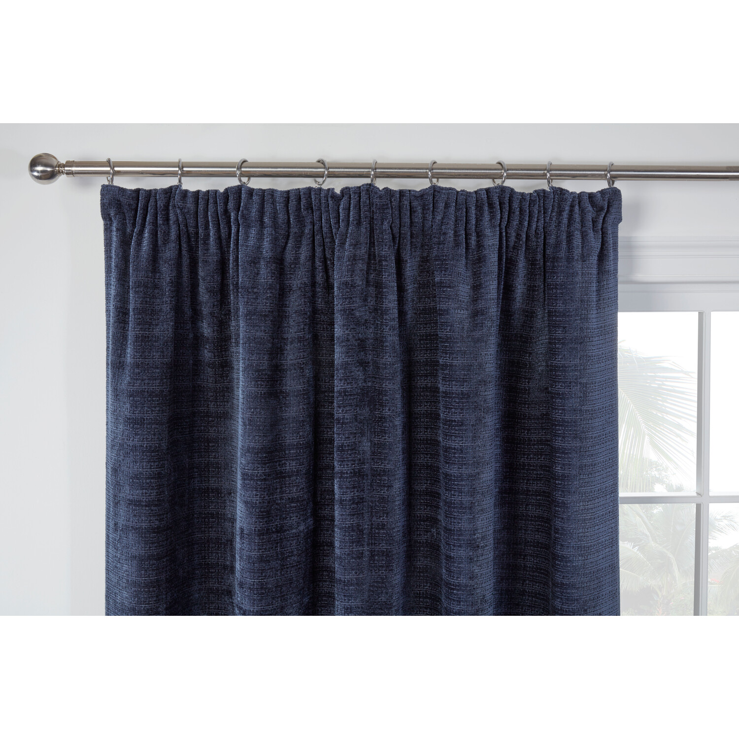 Rennes Chenille Taped Curtains - Navy / 183cm / 168cm Image 3