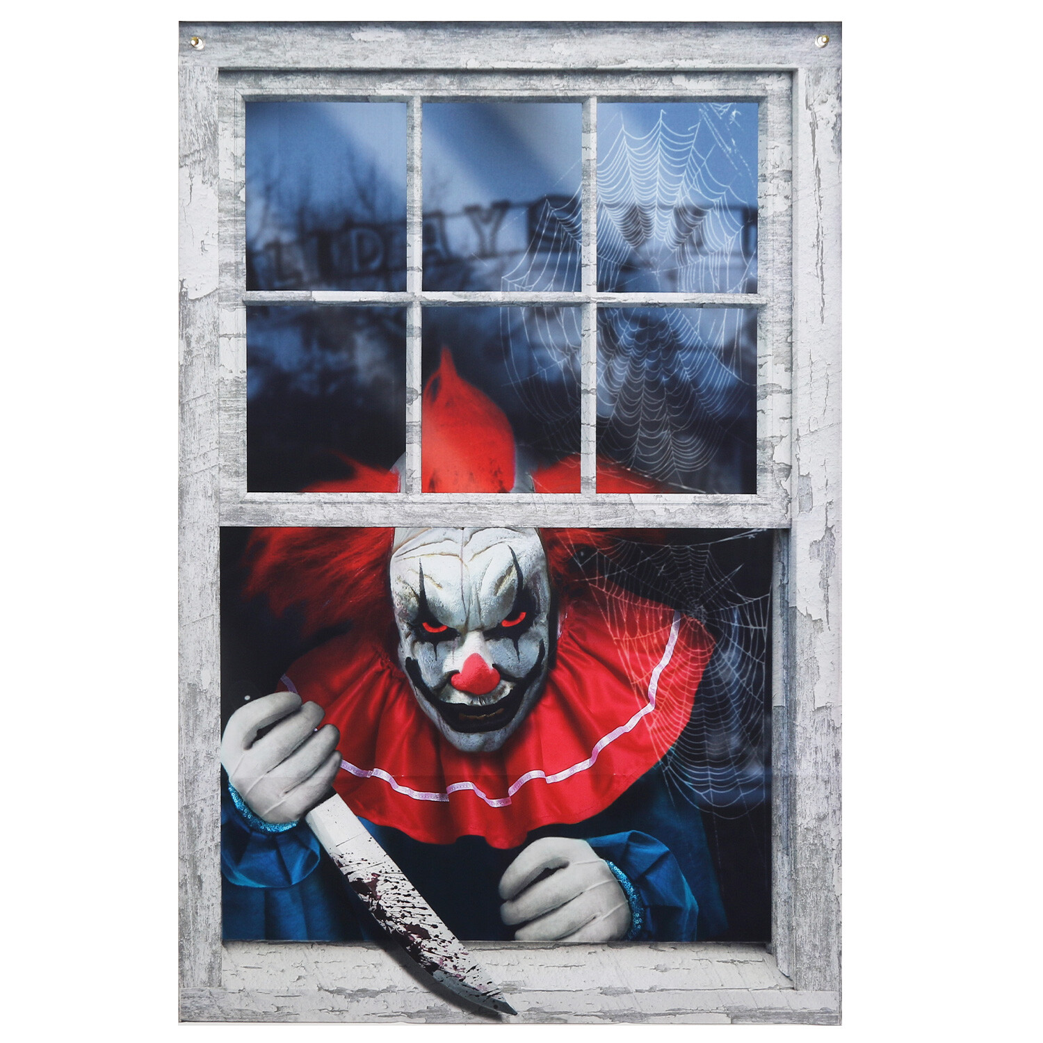 Creepy Characters Curtain Decor - Blue Image 1