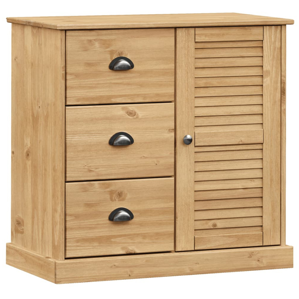 vidaXL 3 Door 3 Drawer Single Shelf Brown Solid Pine Wood Highboard Image 9