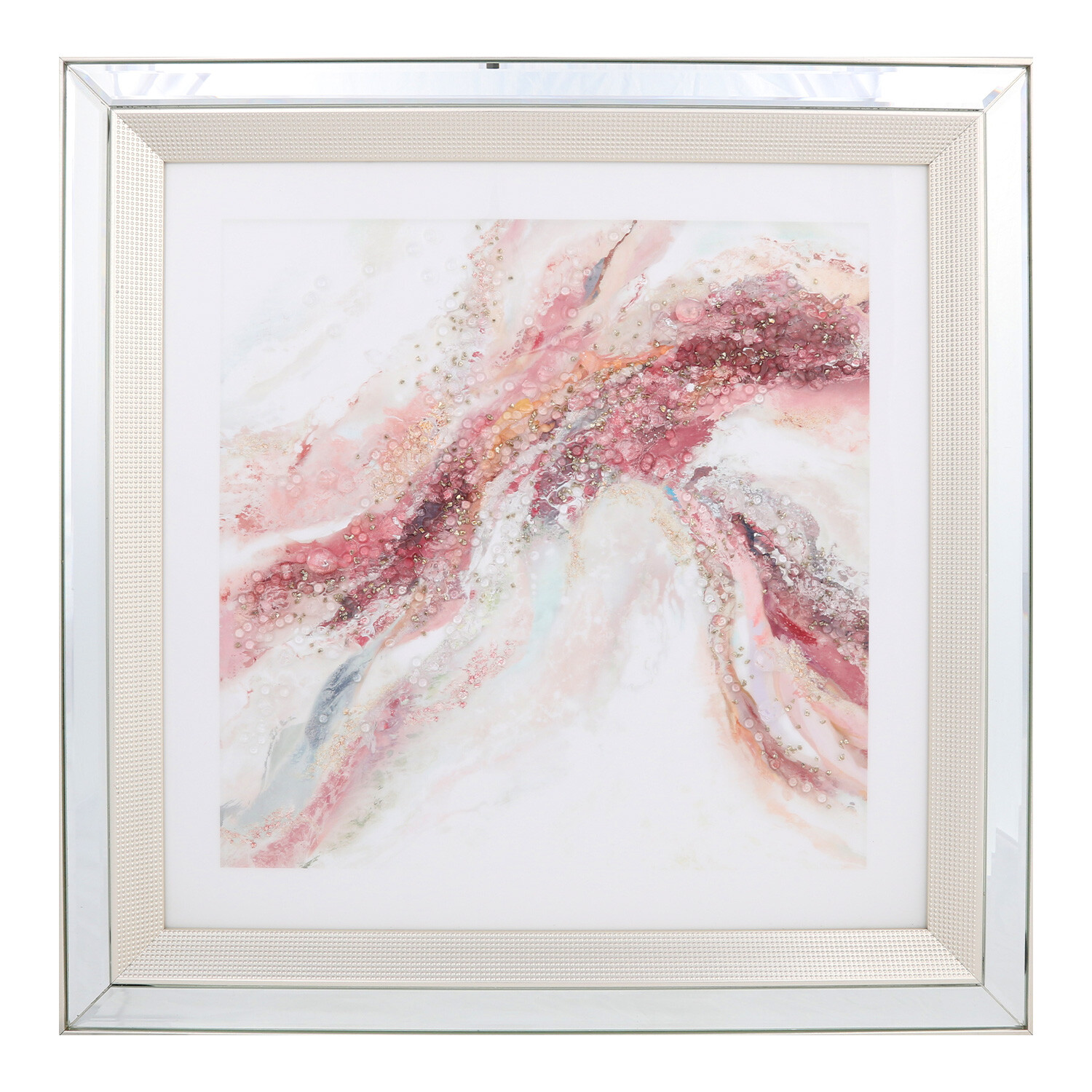 Pink Marble Effect Jewelled Framed Art Image 2