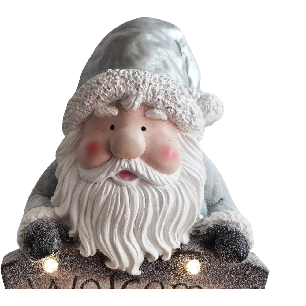 Pre-Lit Welcome Santa Decoration Silver Image 3
