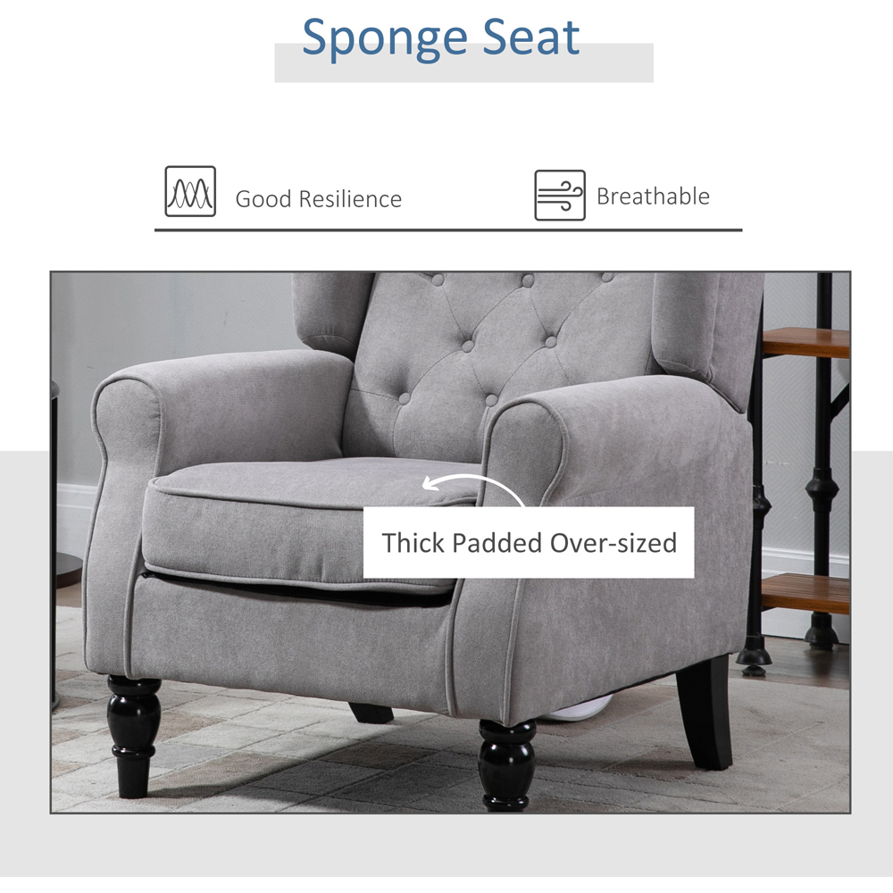 Portland Grey Retro Upholstered Wingback Armchair Image 6