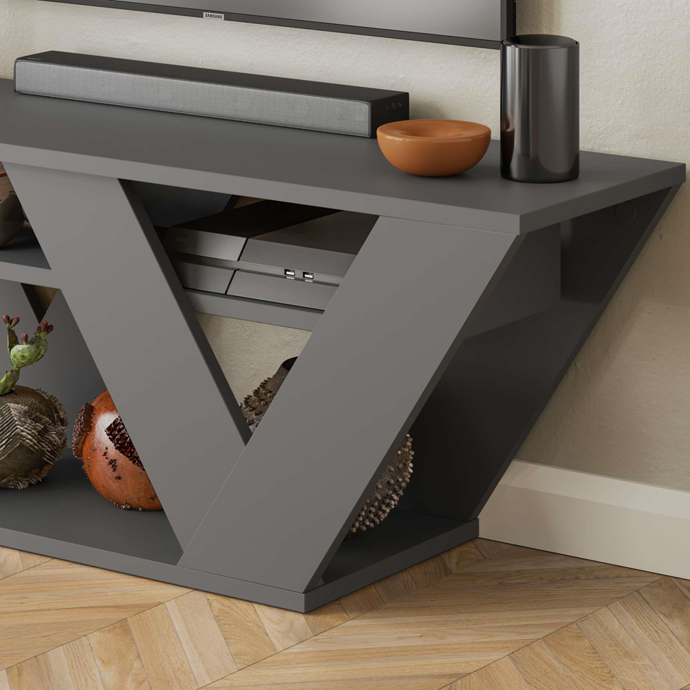 Decortie Pipralla 2 Shelf Anthracite Modern TV Unit Image 7