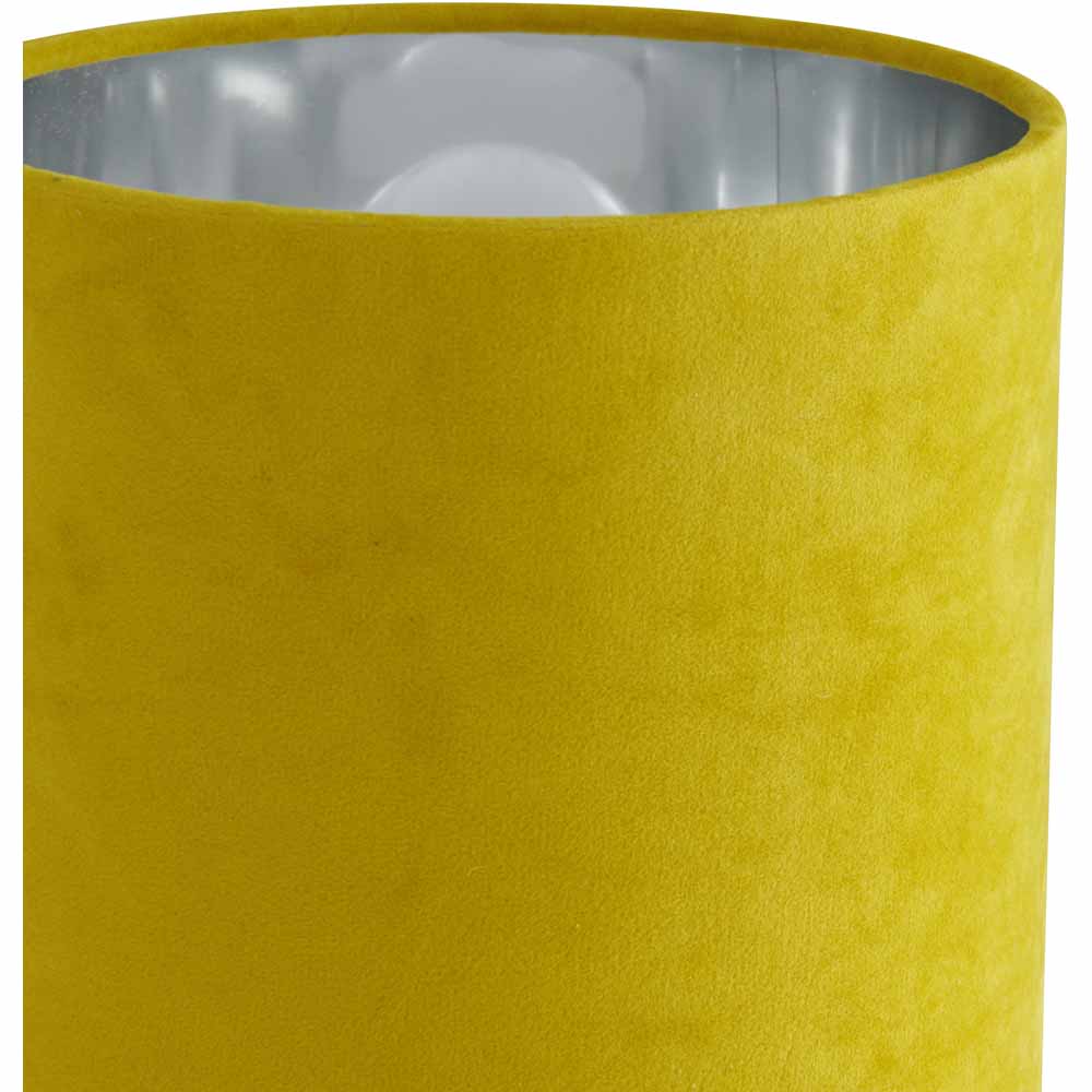 Wilko Mustard Silver Velvet Table Lamp Image 2