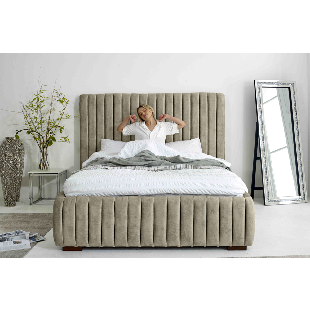 Eleganza The Elite Double Pearl Oakland Fabric Bed Frame with Headboard and Footboard Image 7