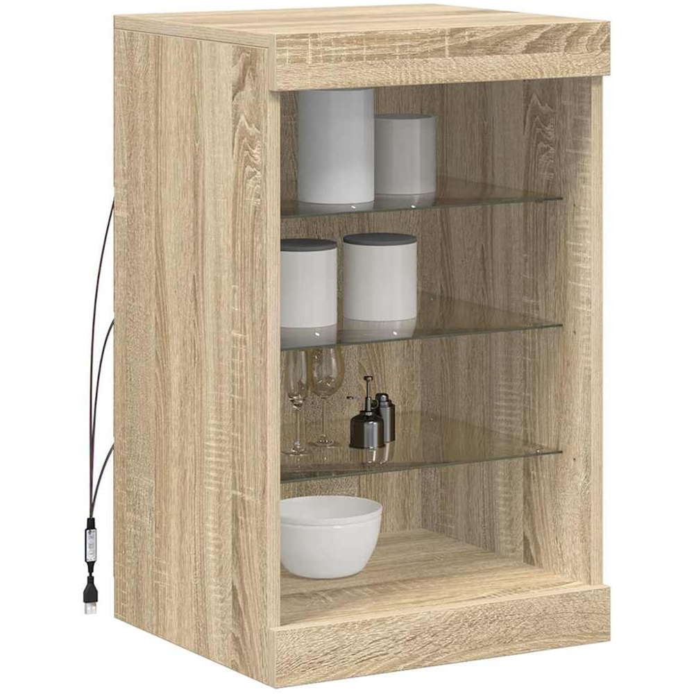 vidaXL 4 Open Shelf Sonoma Oak Sideboard with LED Light Image 4