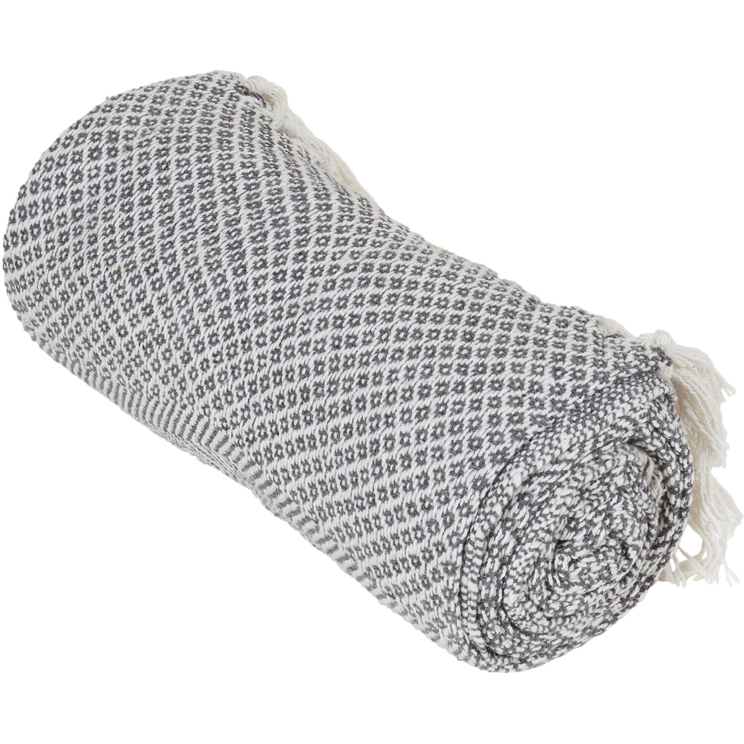 My Home Geo Diamond Cotton Throw - Grey Image 3