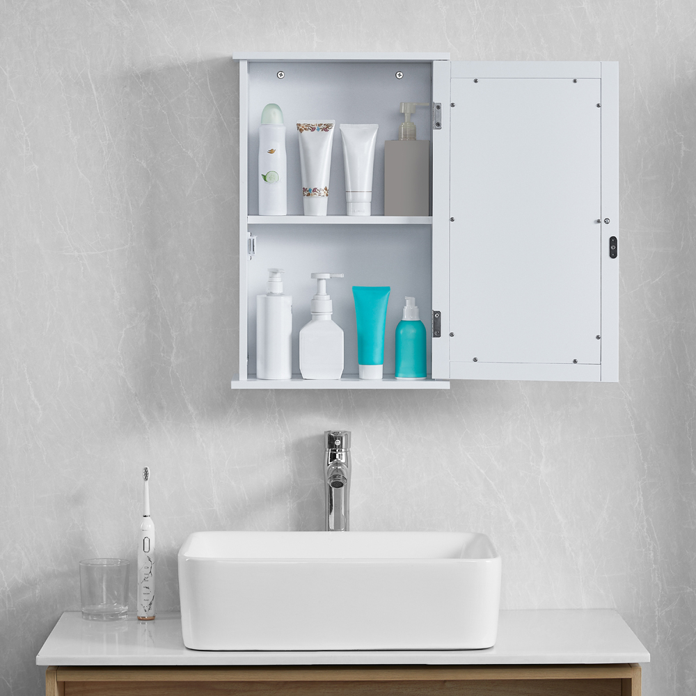 BATH VIDA Priano White Single Door Mirror Bathroom Cabinet Image 5