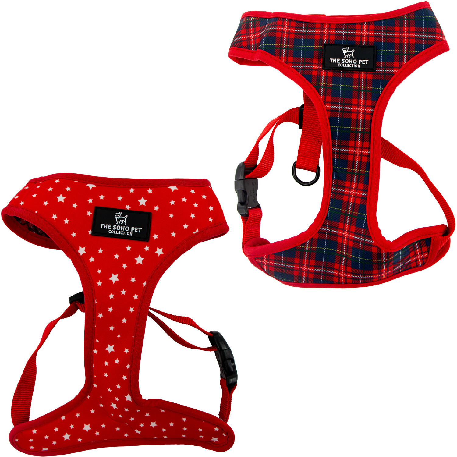 Tartan and Star Reversible Harness Red 27 49 cm Image
