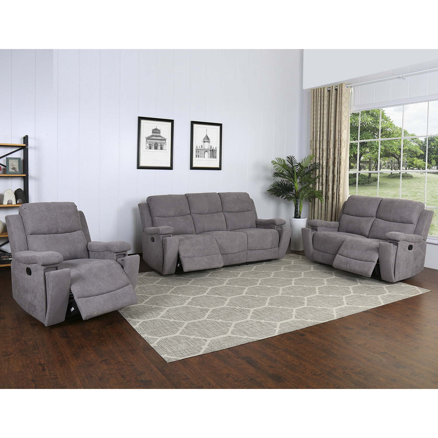 Ledbury Grey Fabric Manual Recliner Chair with Footrest Image 5