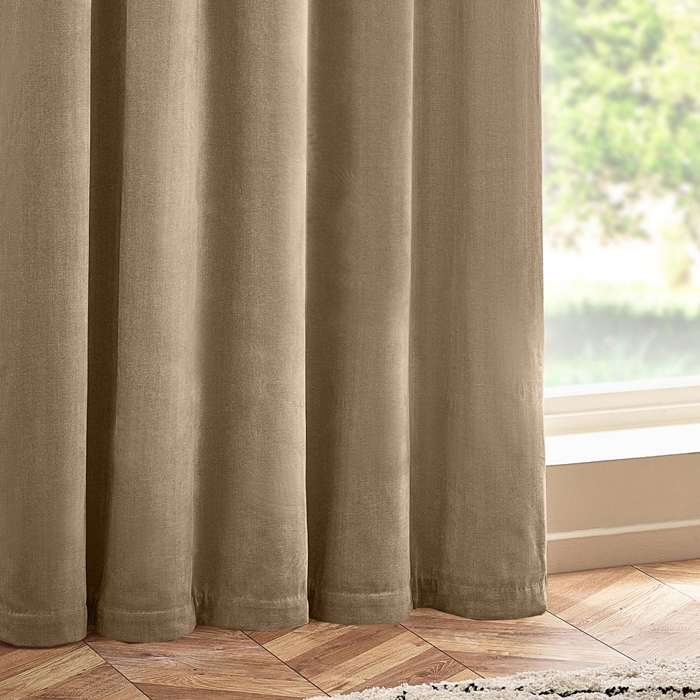 Yard Natural Heavy Chenille Velvet Eyelet Curtain 137 x 229cm Image 4