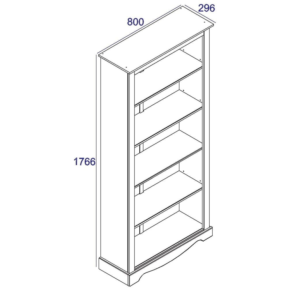 Core Products Corona 5 Shelf White Tall Bookcase Image 7