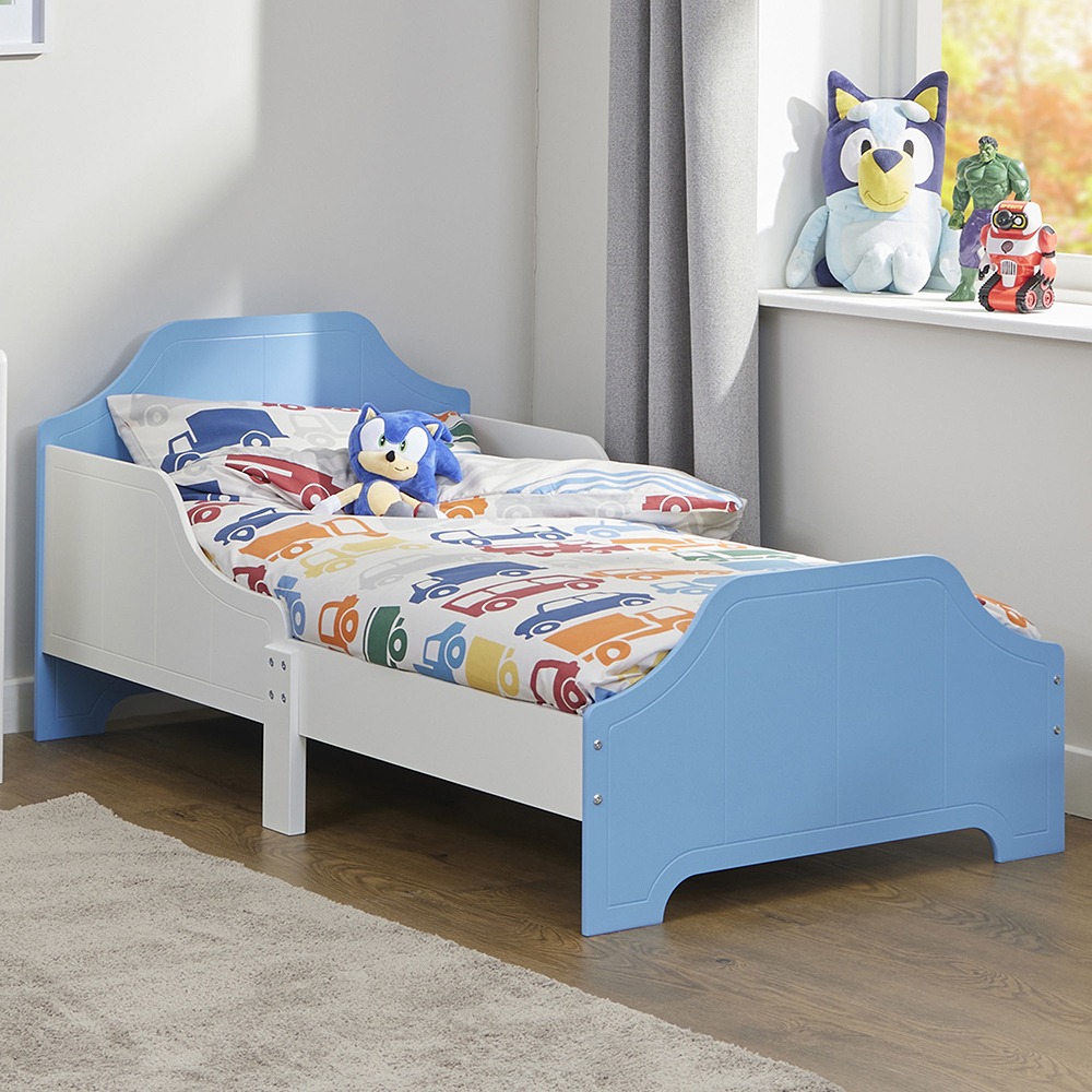 Liberty House Toys Dual Tone White and Blue Toddler Bed Image 1
