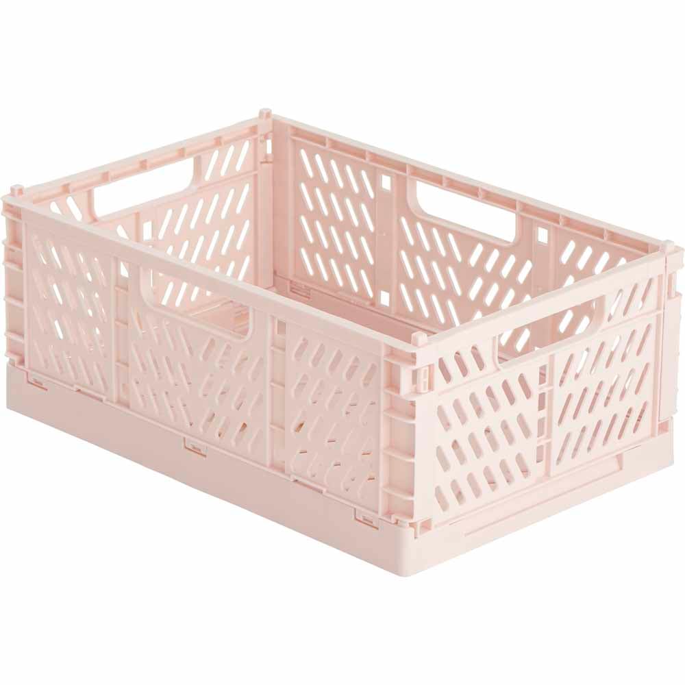 Wilko Medium Pink Folding Crate Wilko