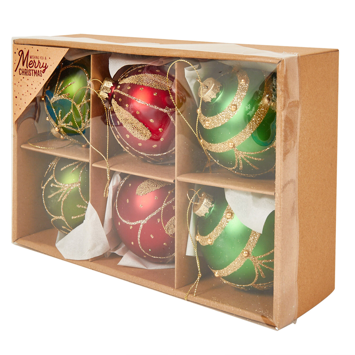 Set of 6 Traditional Embellished Baubles Image 2