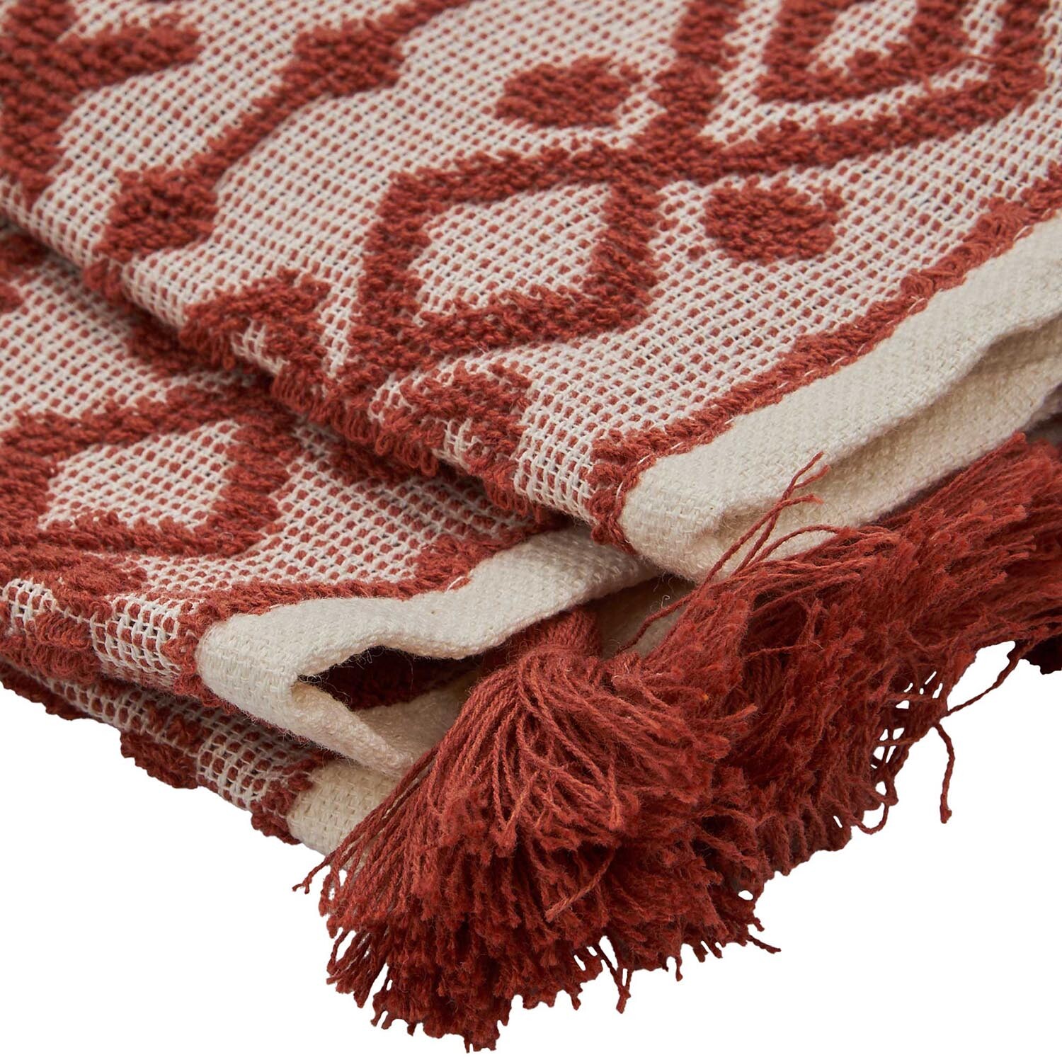 Pack of 2 Jacquard Terry Kitchen Towels with Tassels - Burnt Orange Image 4