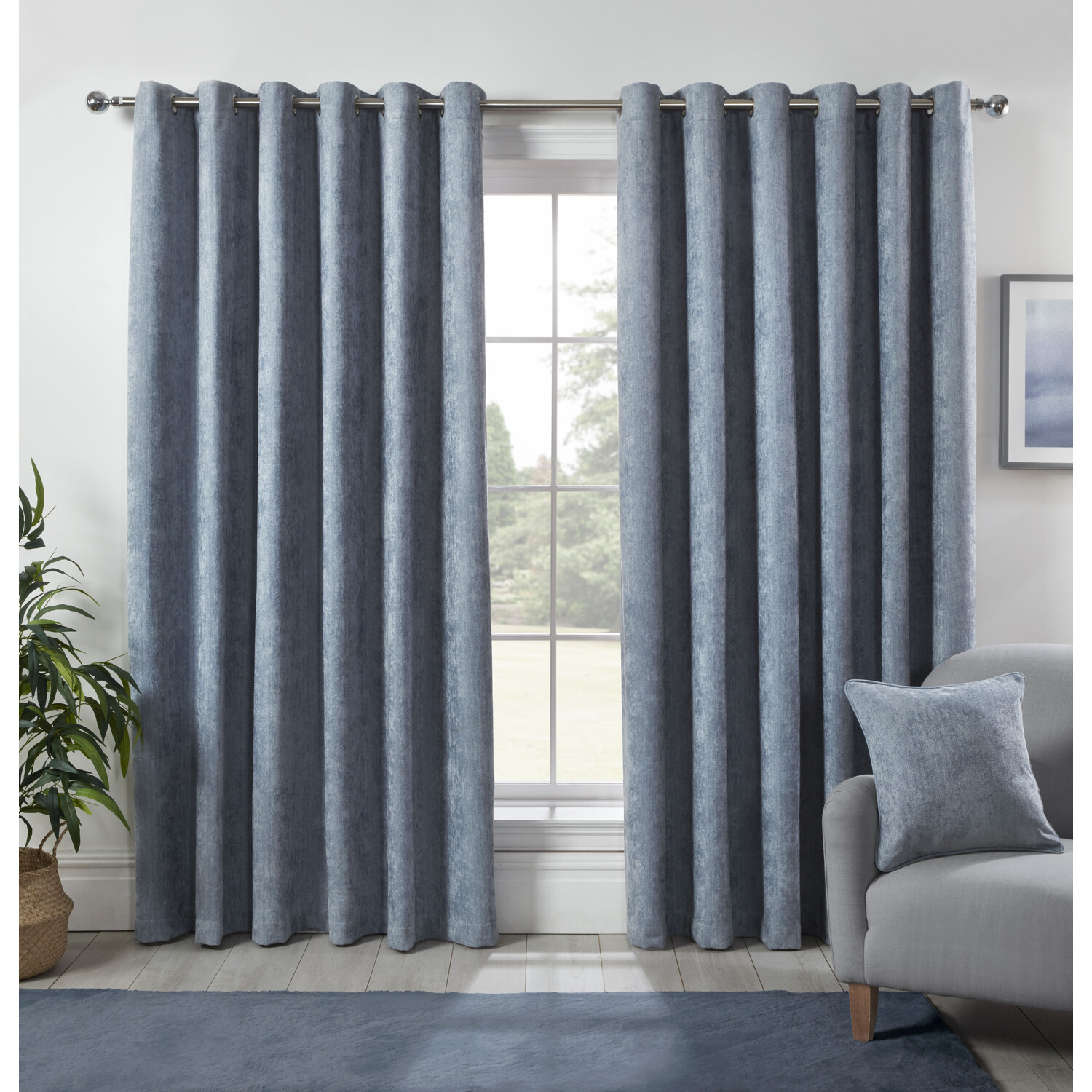 Divante Powder Blue Alden Thermal Curtains 183 x 168cm Image 2