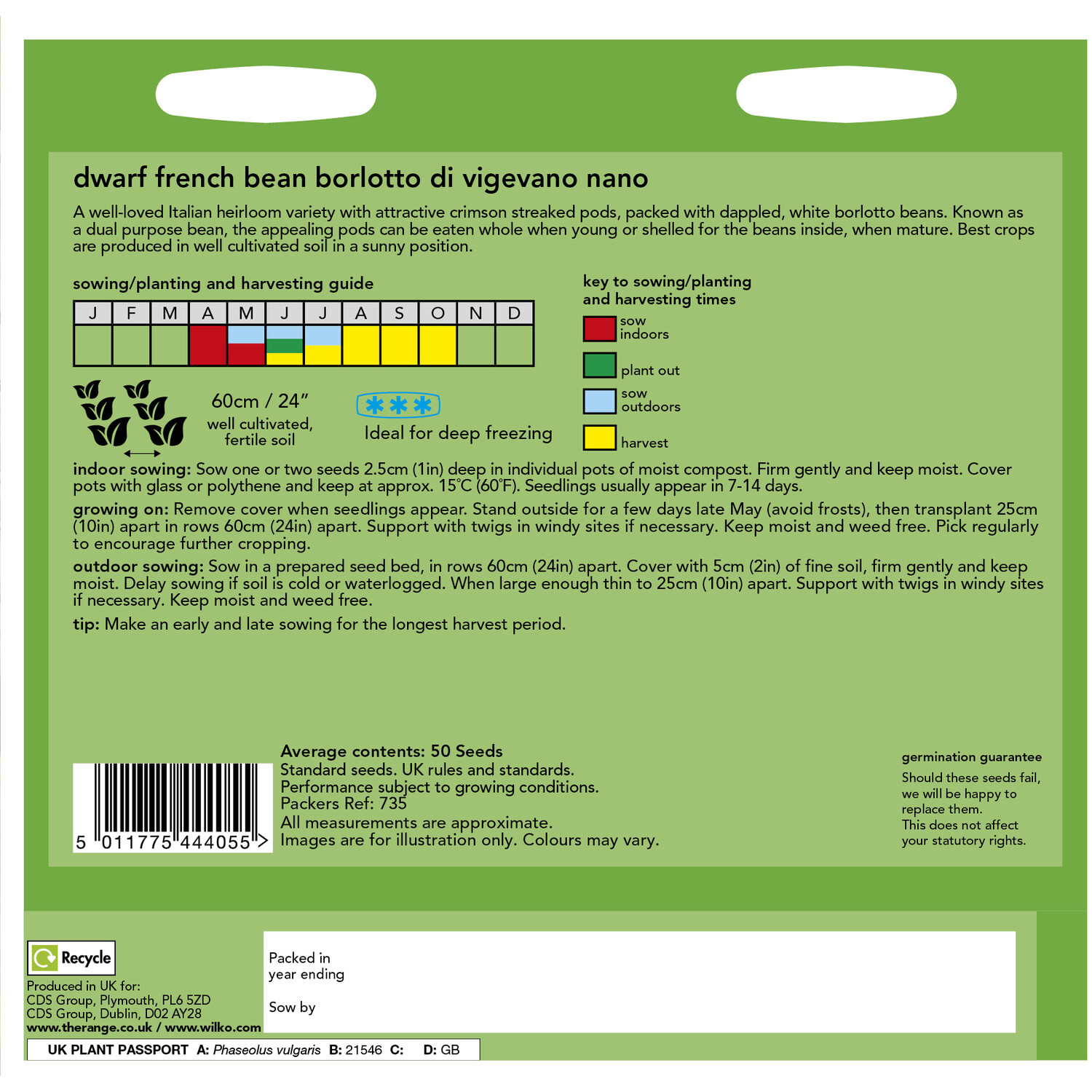 Dwarf French Bean Borlotto Di Vigevano Nano Seeds Pink or Red Image 2