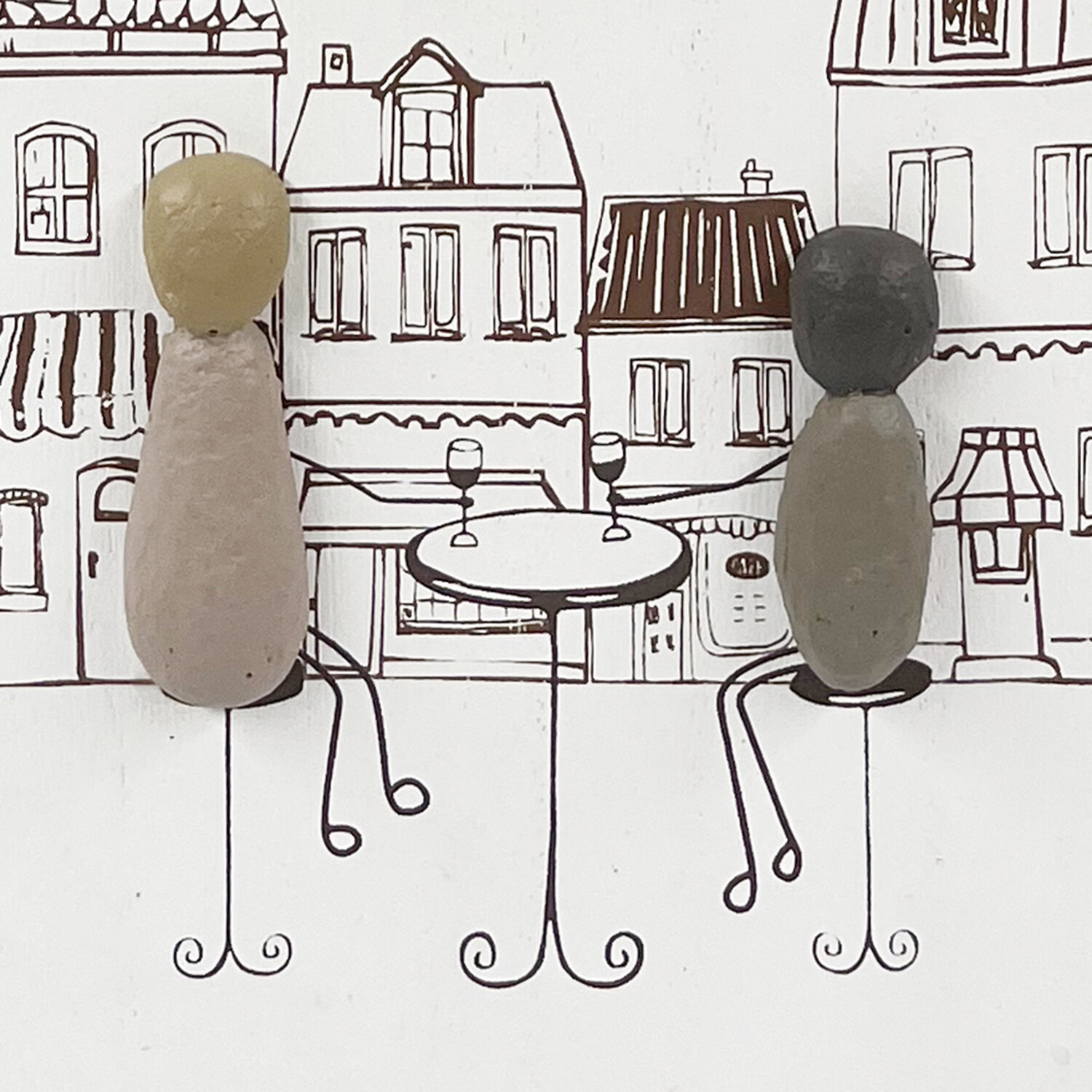 Wine with Friends Wood Effect Plaque - Brown and White Image 3