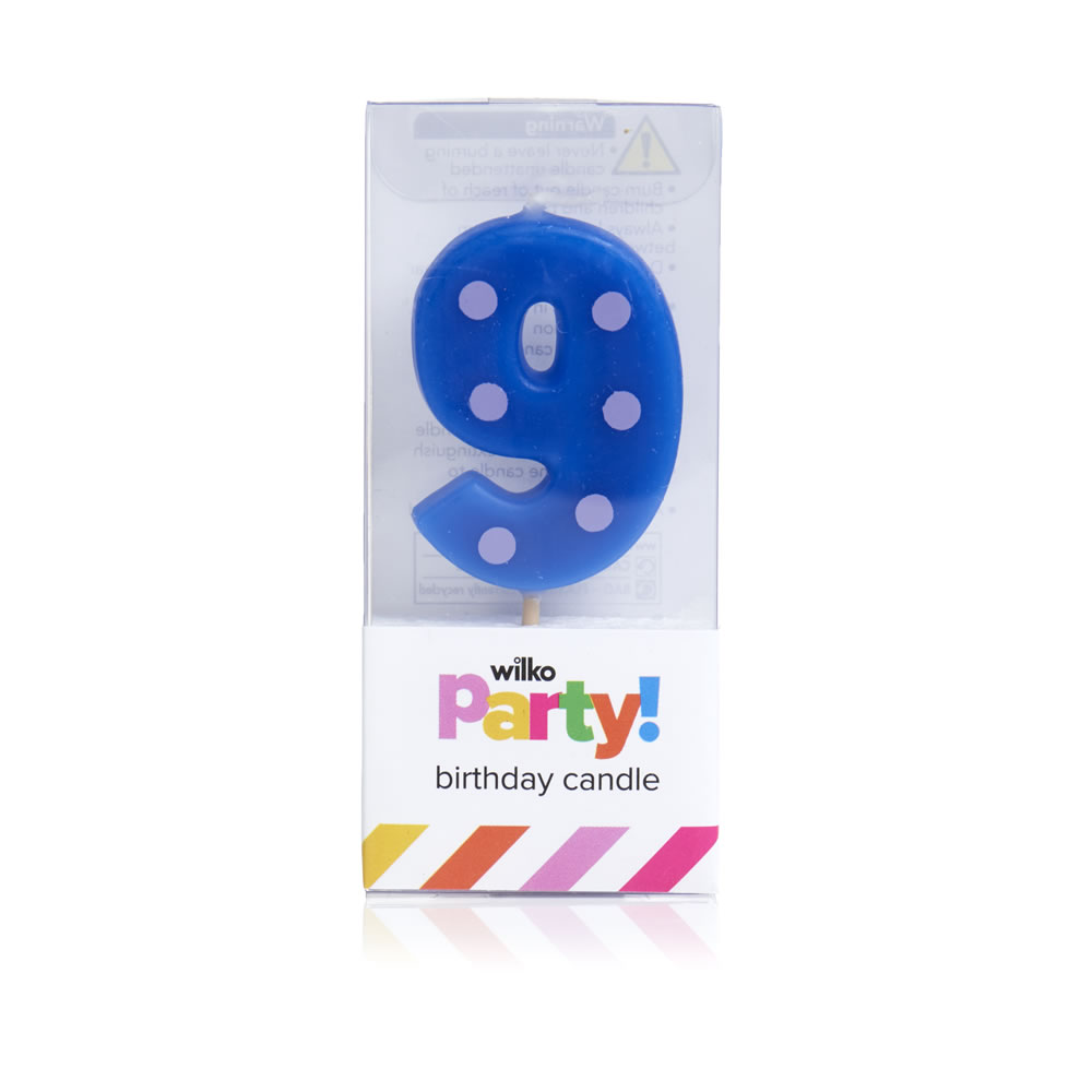 Wilko Party Number 9 Birthday Candle Image