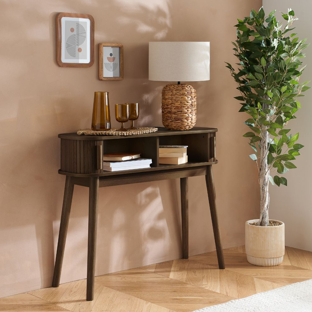 Birlea Axel 2 Door Walnut Fluted Console Table Image 5