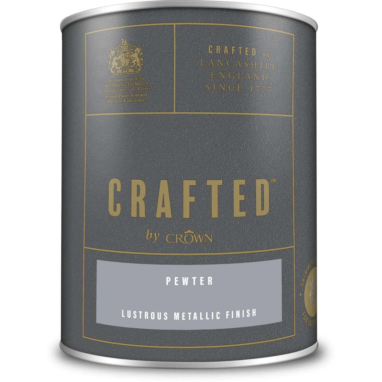 Crown Crafted Walls Wood and Metal Pewter Lustrous Metallic Shimmer Emulsion Paint 1.25L Image 2