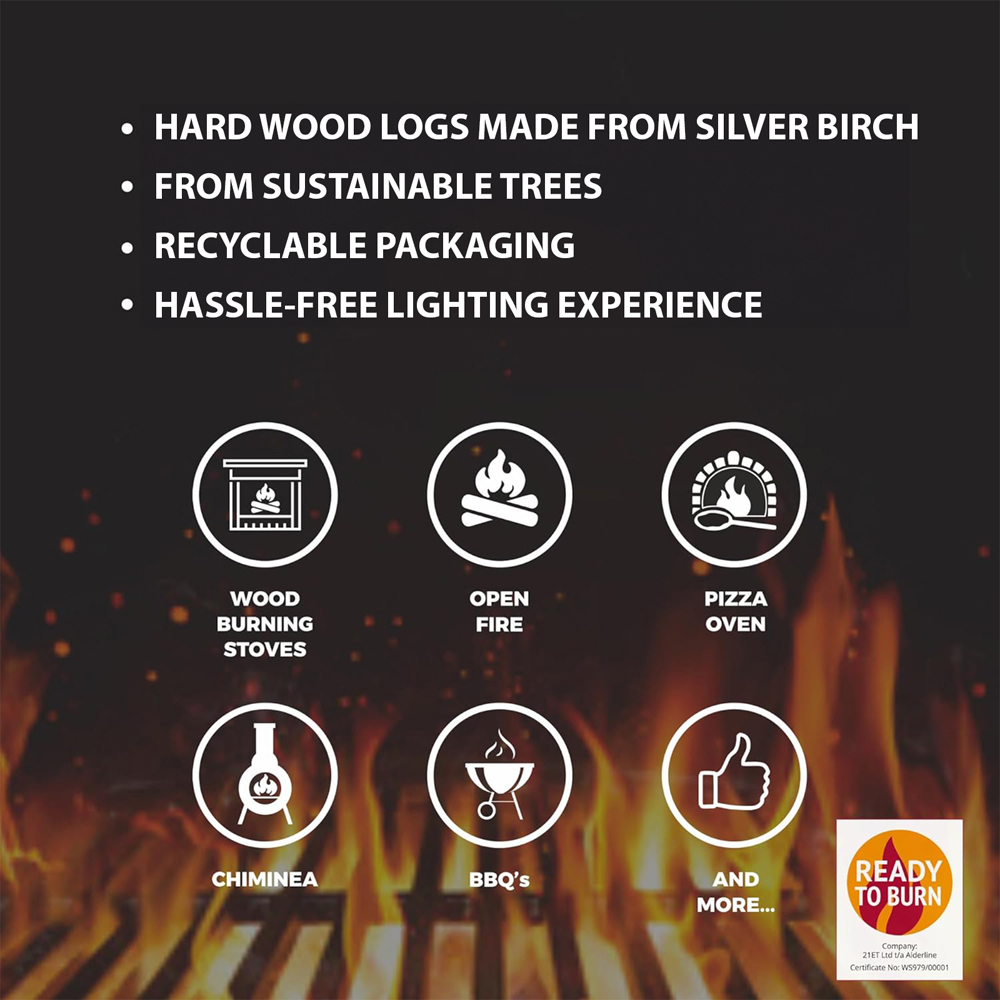 RoyalFire Alderline Kiln Dried Birch Firewood Bag 7kg Image 4