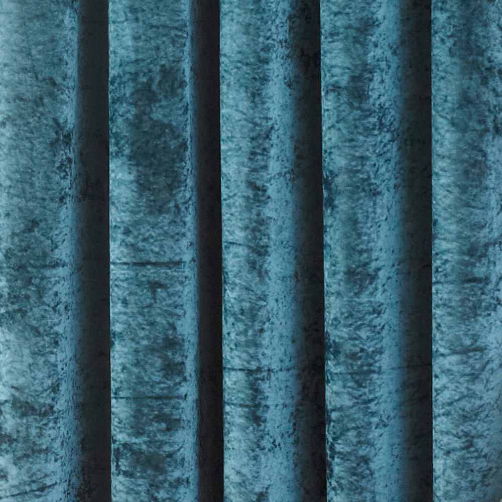 Paoletti Verona Teal Crushed Velvet Eyelet Curtain 137 x 168cm Image 4