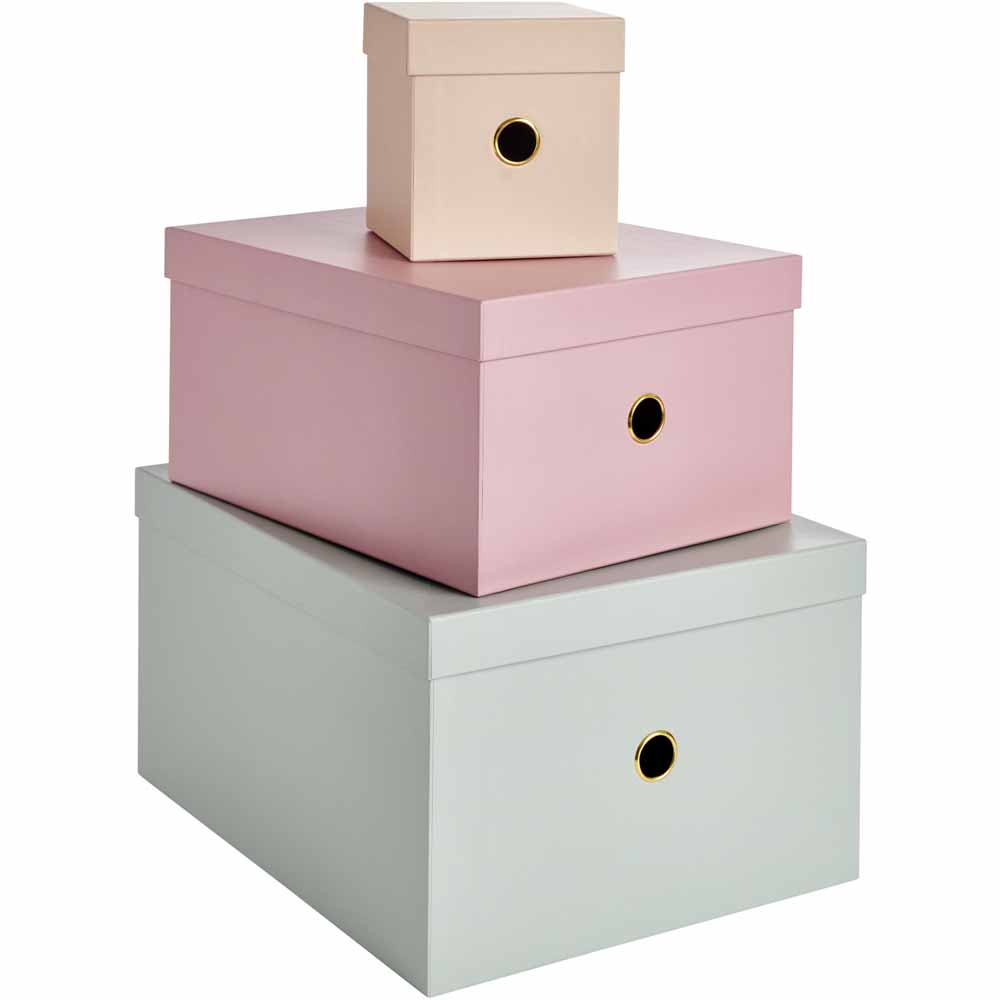 Wilko Storage Boxes Homespun 3 Pack Image 1