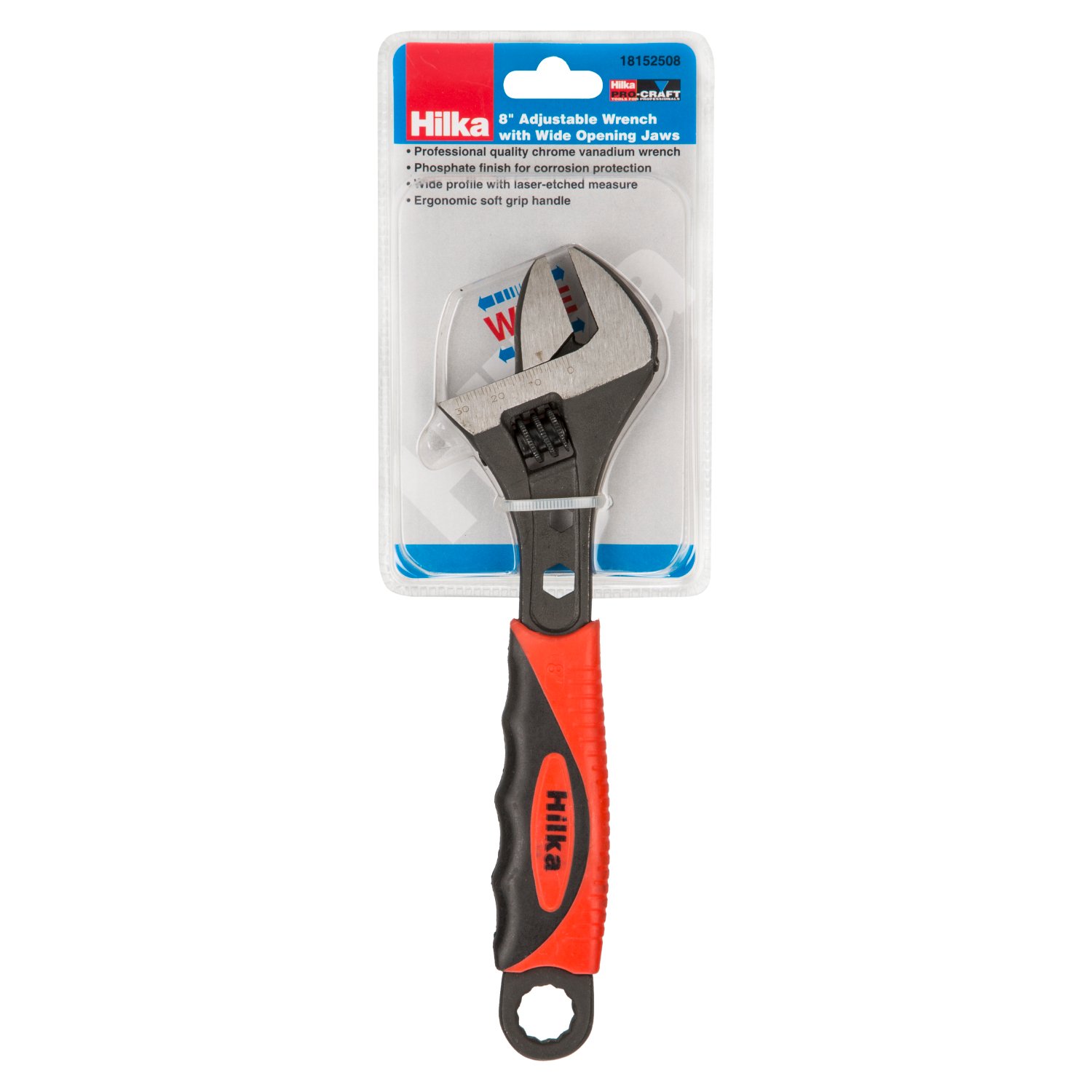 Hilka 8 Inch Soft Grip Adjustable Wrench Pro Craft Image
