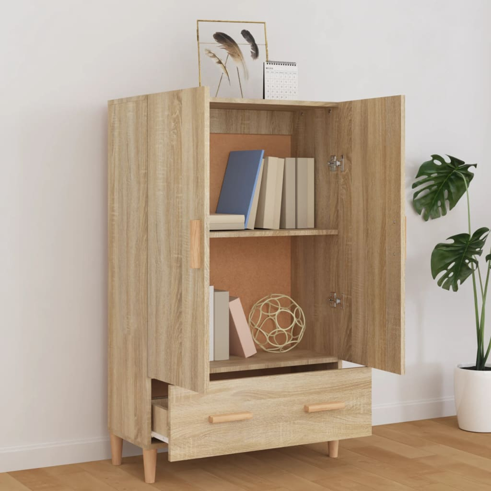 vidaXL 2 Door Single Drawer Sonoma Oak Highboard Image 7