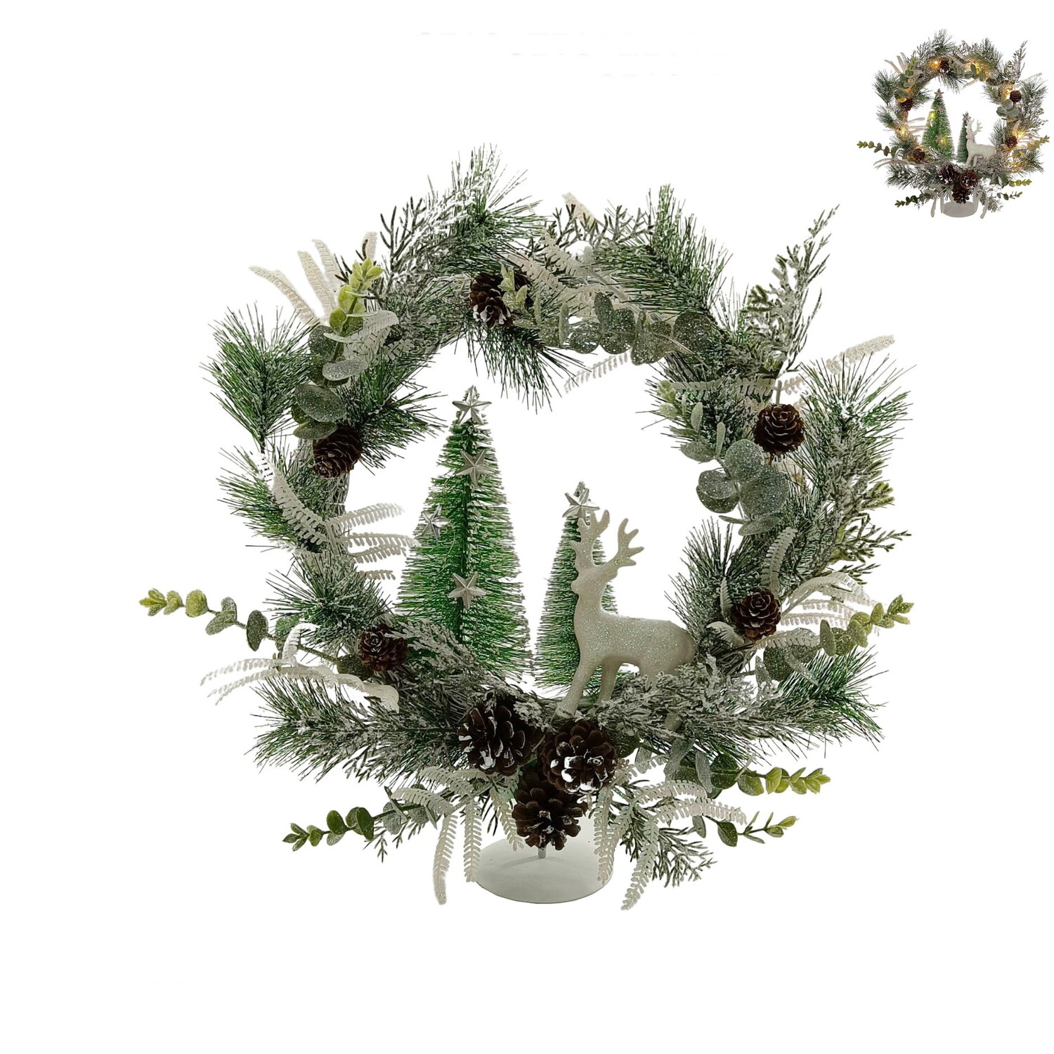 Christmas Floristry Wreath with LEDs - Green Image