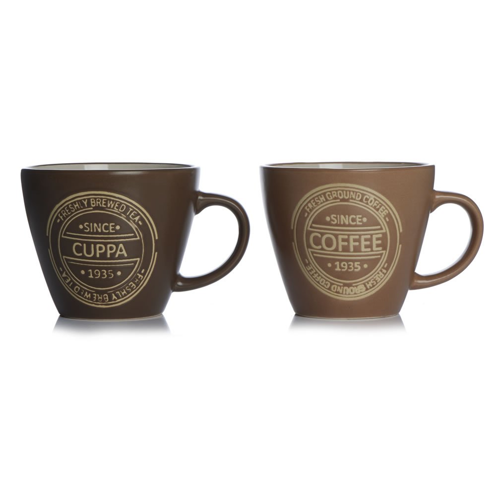 Single Cuppa and Coffee Embossed Mug in Assorted styles Image 1