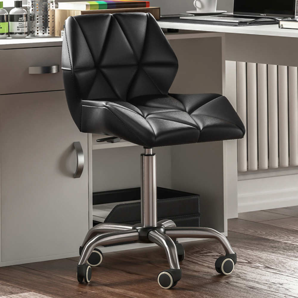 Vida Designs Geo Black PU Faux Leather Swivel Office Chair Image 1