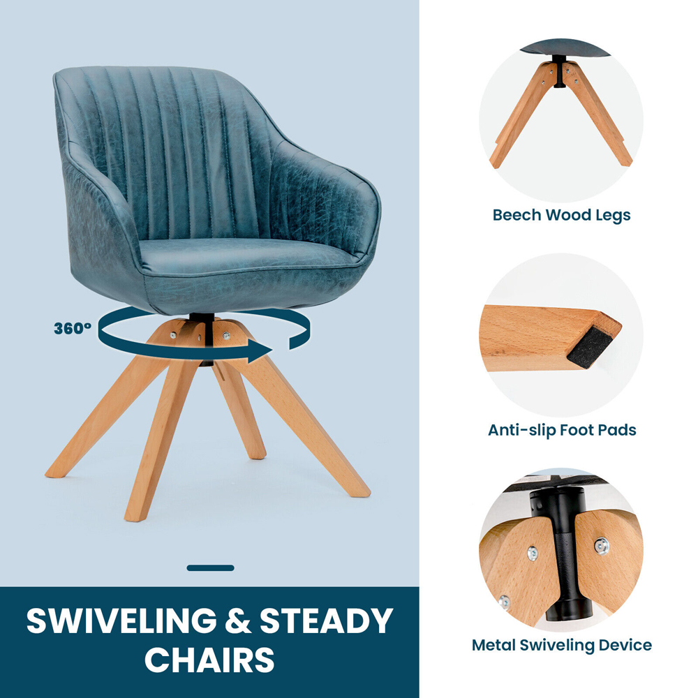 Costway Blue Swivel Accent Chair Set of 2 Image 5