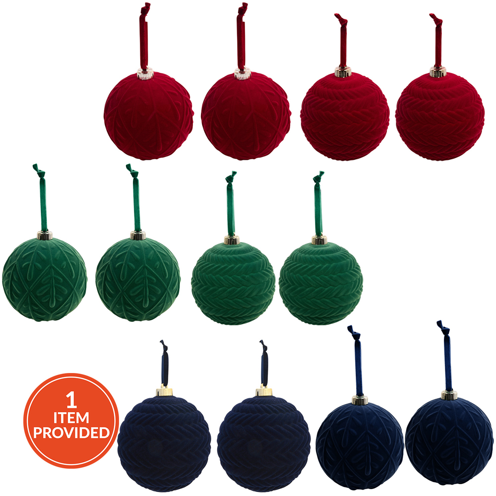 Pack of 4 Decorative Flocked Baubles Image 1