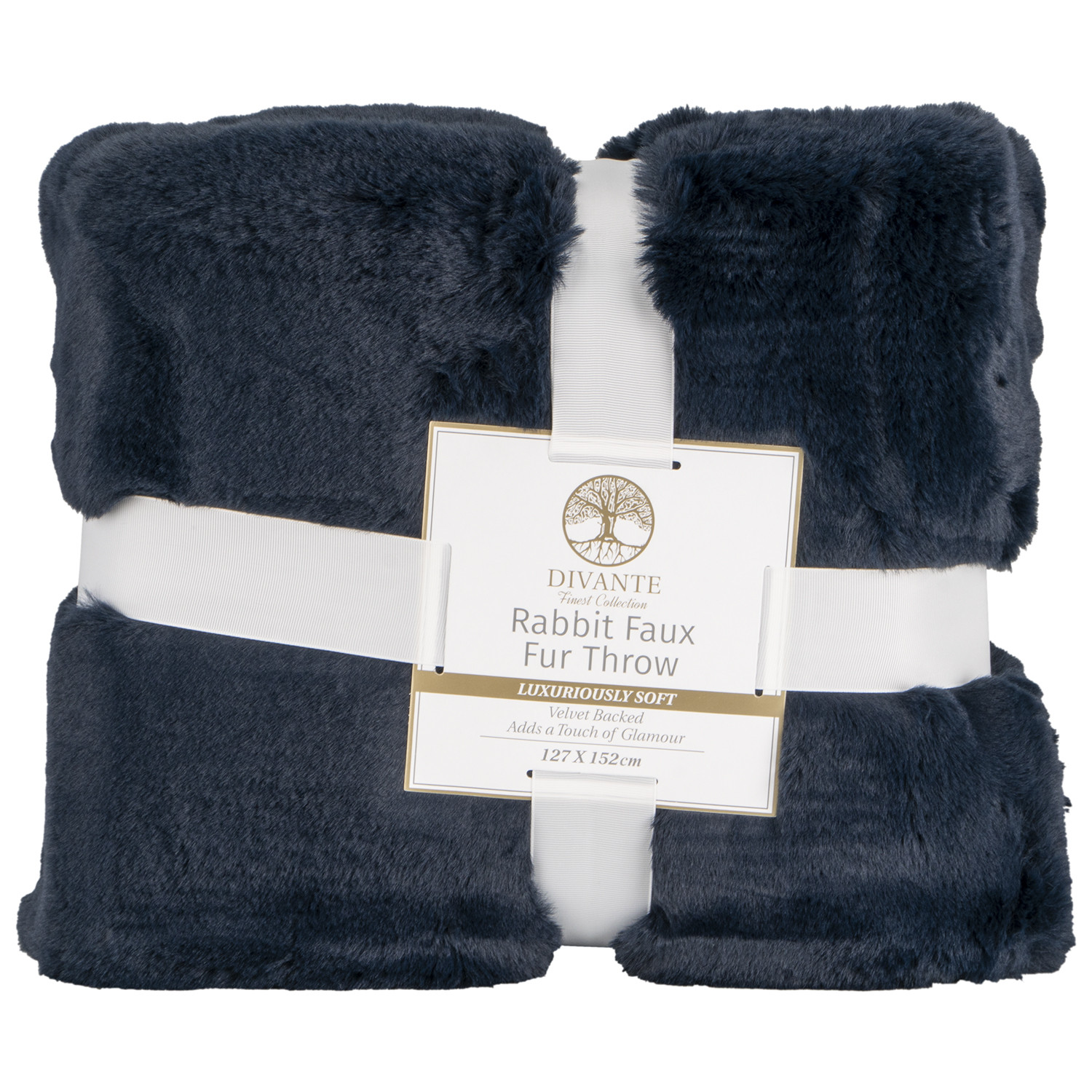 Divante Navy Rabbit Faux Fur Throw 127 x 152cm Image 1