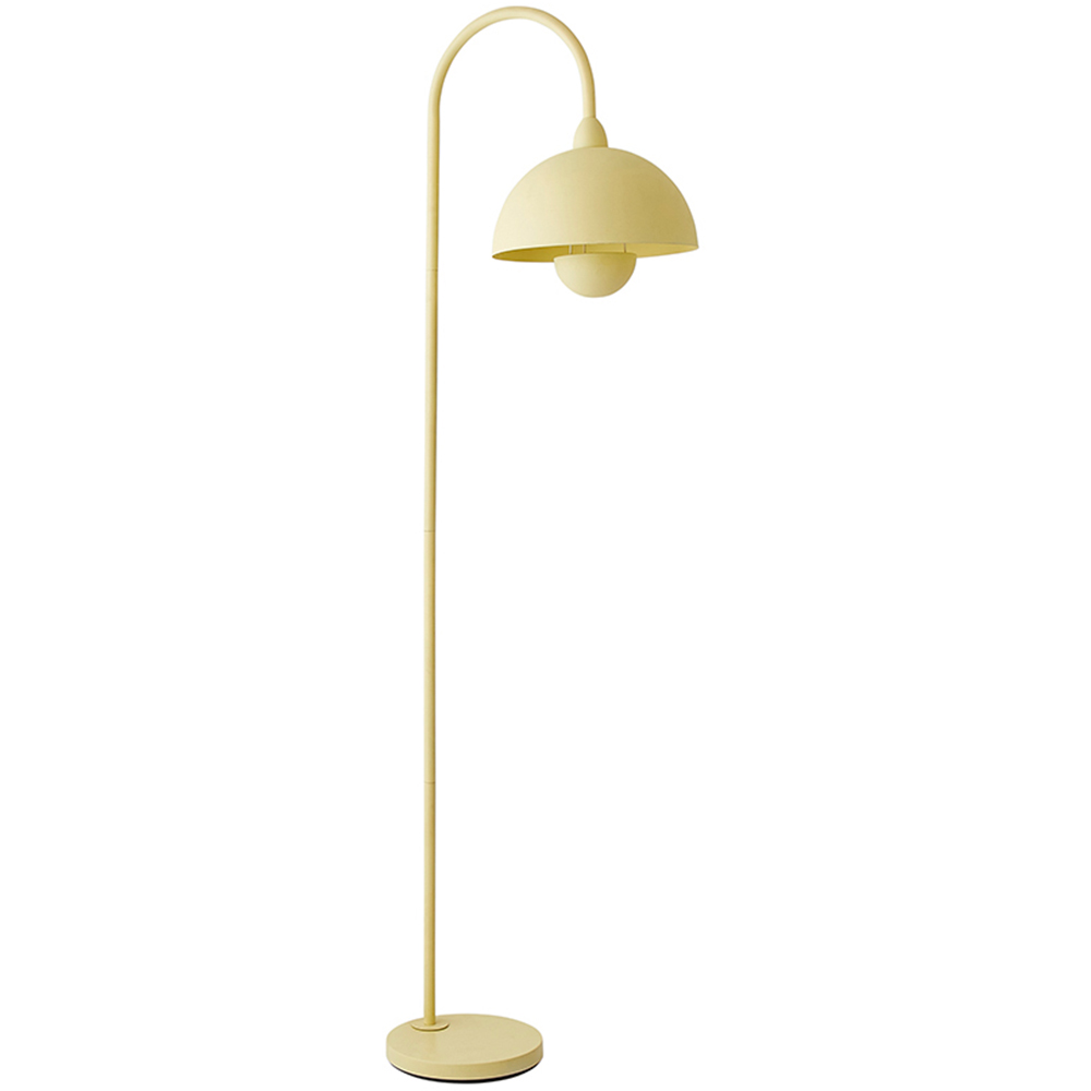 ValueLights Tilly Pastel Lemon Arched Dome Shade Metal LED Floor Lamp Image 1