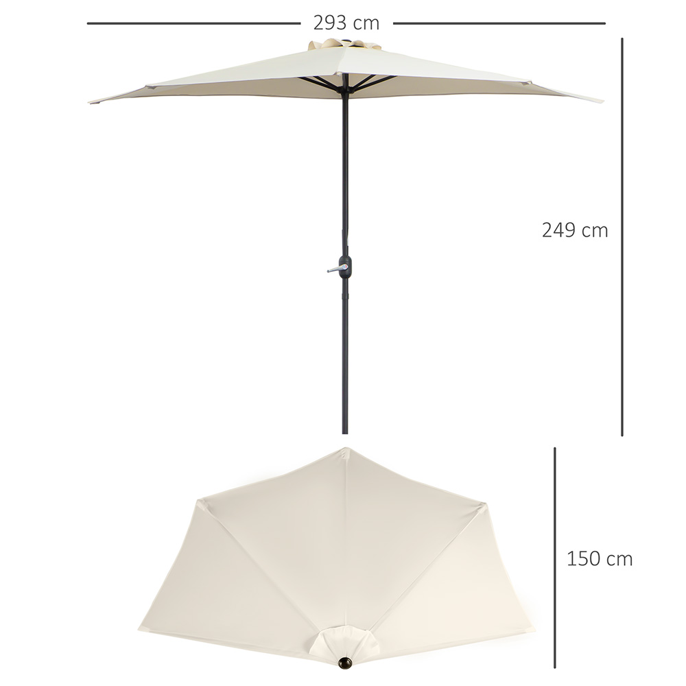 Outsunny White Half Parasol 3m Image 7