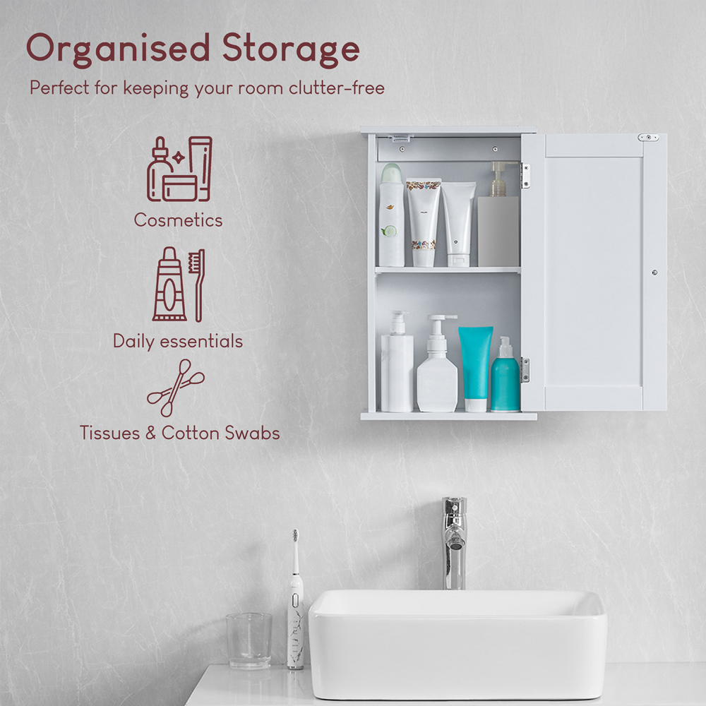 BATH VIDA Priano White 1 Door Bathroom Cabinet Image 6