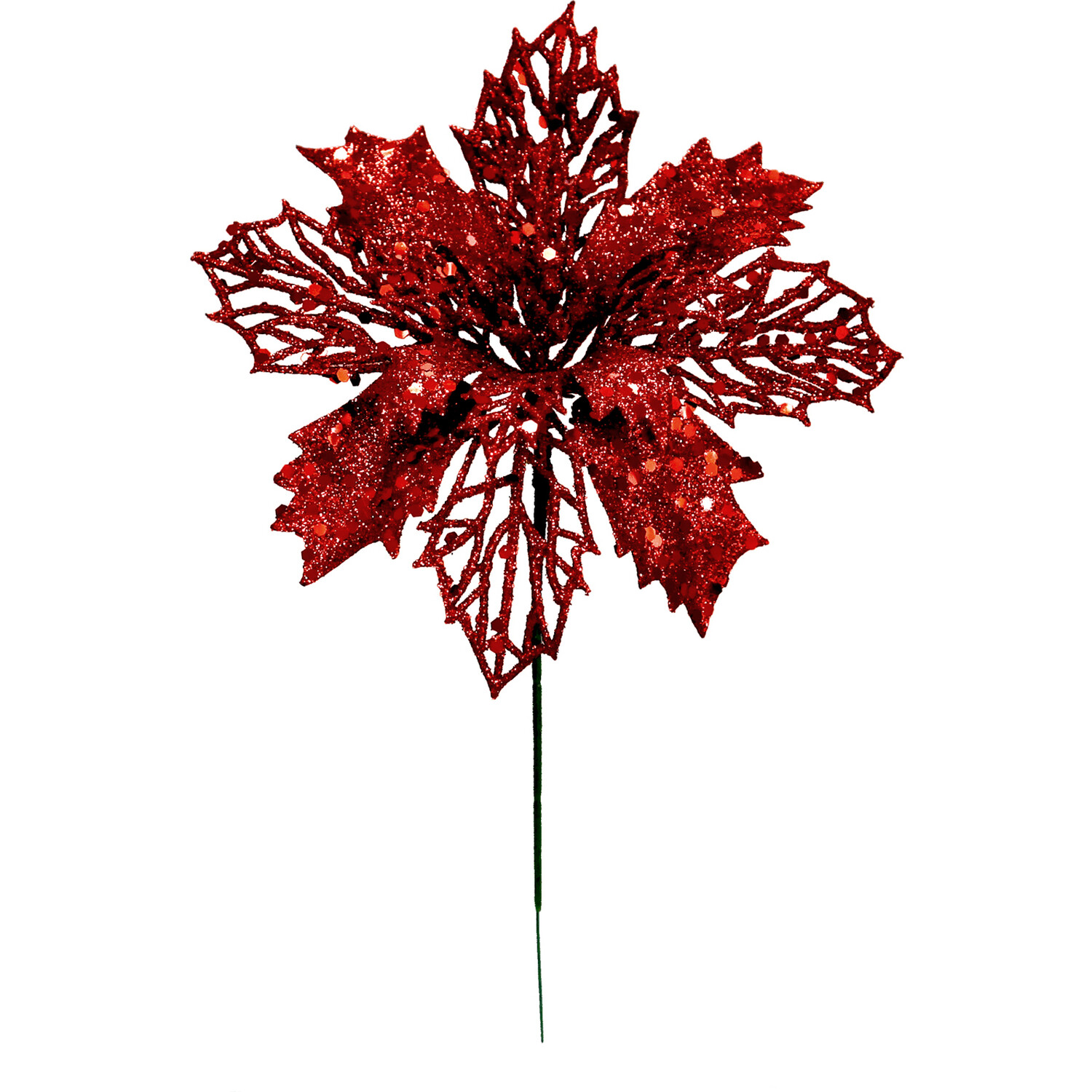 Single Glitter Christmas Flower Pick Decoration in Assorted styles Image 4