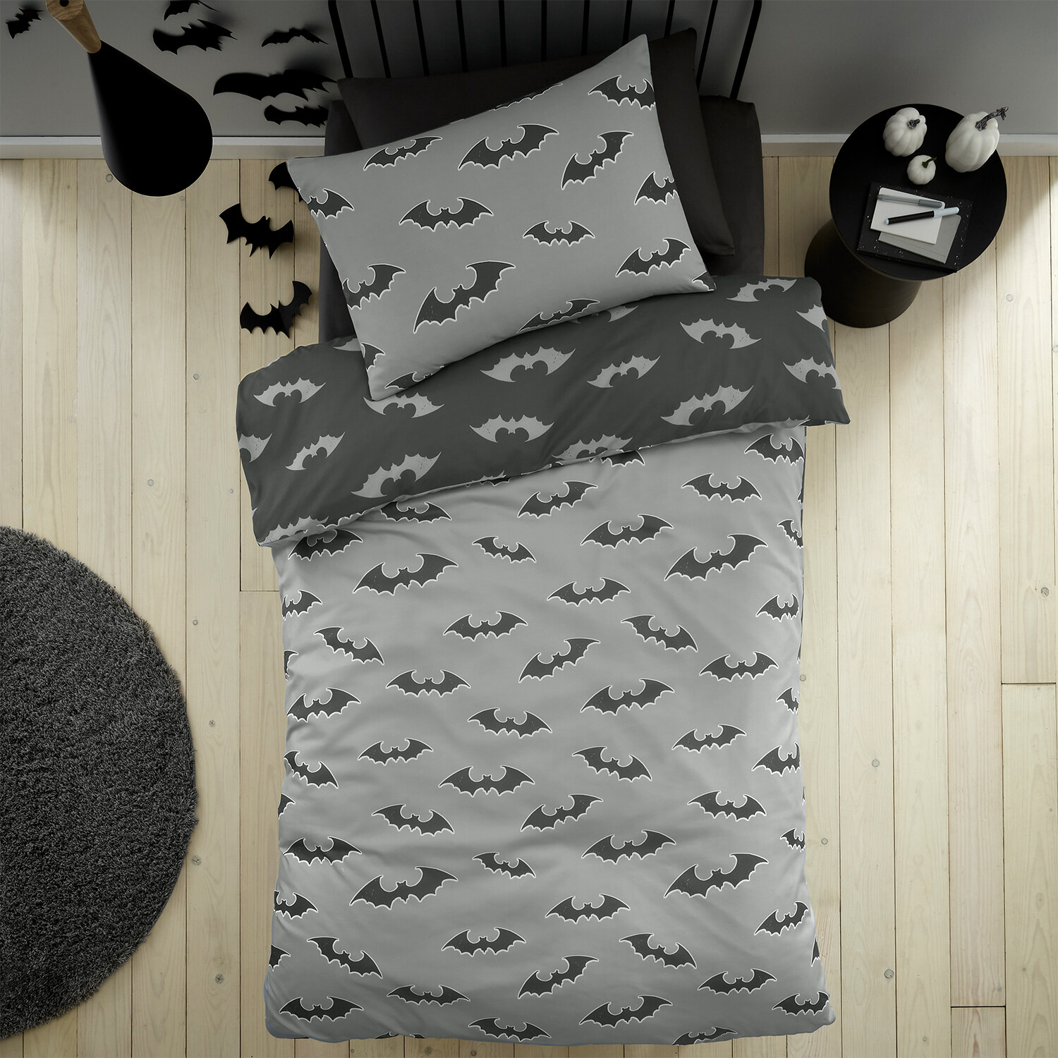 Bat Duvet Set Grey Image 7