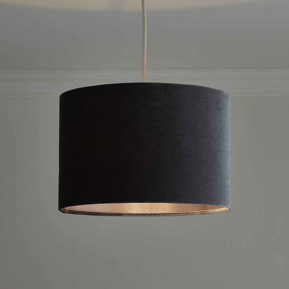 Wilko Light Shade Velvet Grey Wilko Light Shade Velvet Grey Image 2