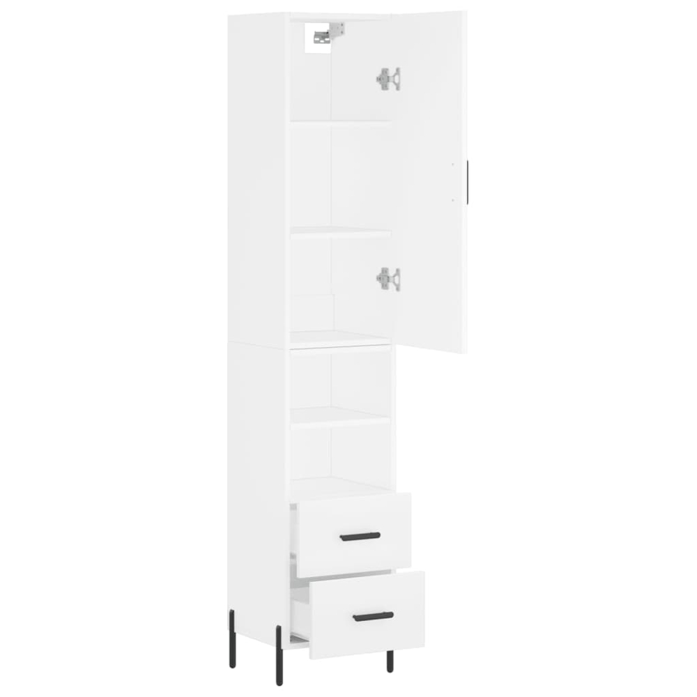 vidaXL Single Door 2 Drawer 2 Shelf White Highboard Image 4